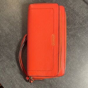 Coach Vibrant Red Leather Wristlet